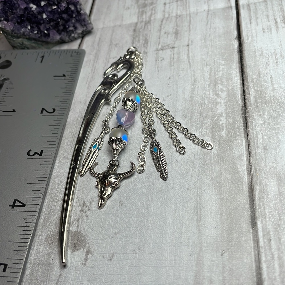 Bookmark & Hair Pin • Bull Skull Feather Charms • Boho Western
• Artisan - Picture 14 of 14